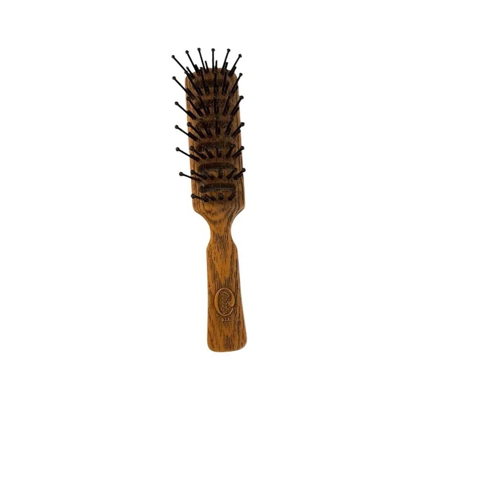 Vintage Goody Vented Detangling Hair Brush Faux‎ Wood Brown 6